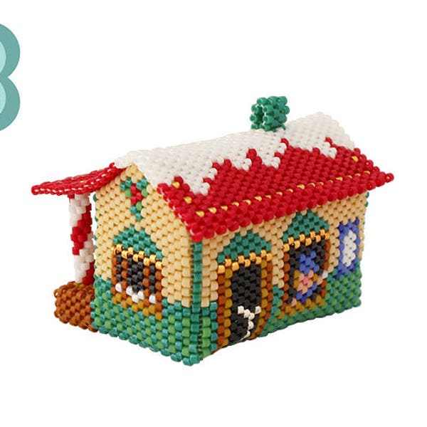 Bead Pattern: 3D Christmas Village Train Station Ornament