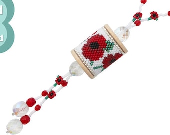 Bead Pattern: Poppy Wood Spool Ornament