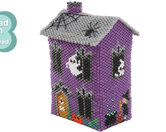 Bead Pattern: No 13 Ghoul Street  3D Halloween Haunted House Ornament Pattern