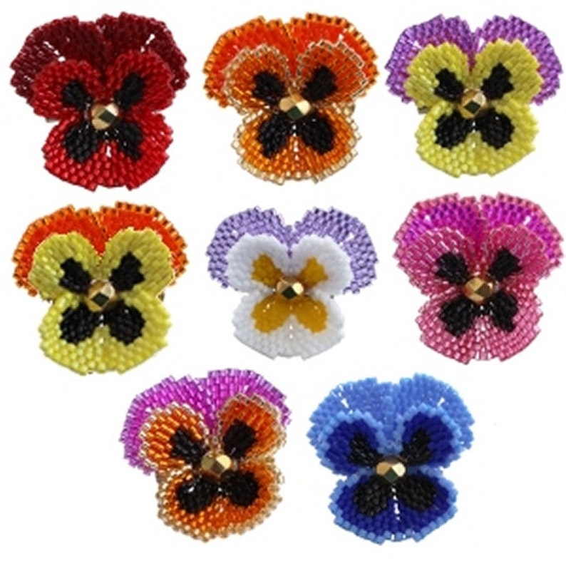 Bead Pattern: Pansy Flower Beaded Brooch image 2