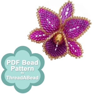 Bead Pattern: Orchid Flower Beaded Brooch