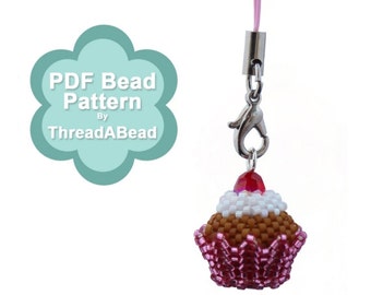 Bead Pattern: Charming 3D Cupcake Beaded Keychain / Pendant etc