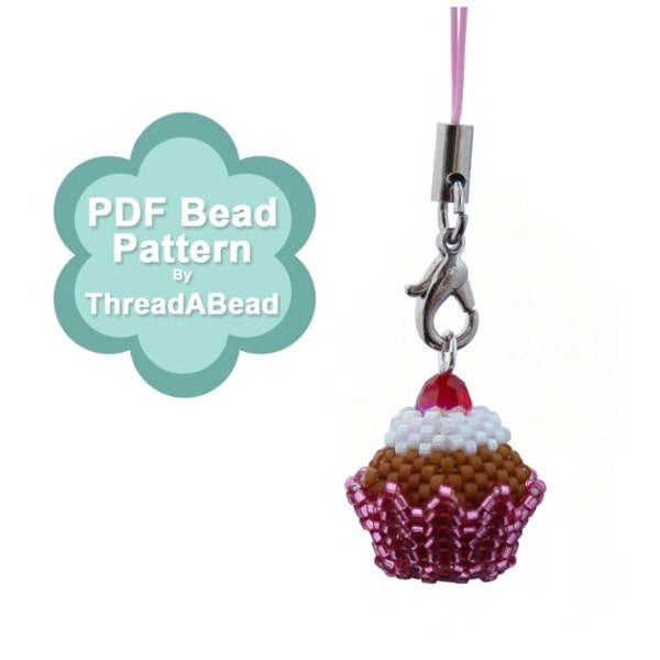 Motif de perles : charmant porte-clés/pendentif en perles de cupcake 3D, etc.