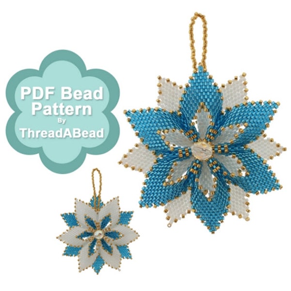 Bead Pattern: Reversible Christmas Flower Beaded Ornament