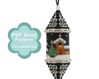 Bead Pattern: Winter Scene Christmas Drop Ornament