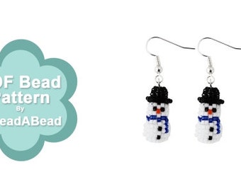 Bead Pattern: Mini 3D Beaded Snowman Earrings