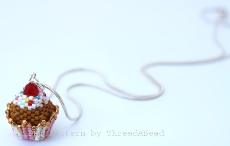 Bead Pattern Charming 3D Cupcake Beaded Keychain / Pendant Etsy