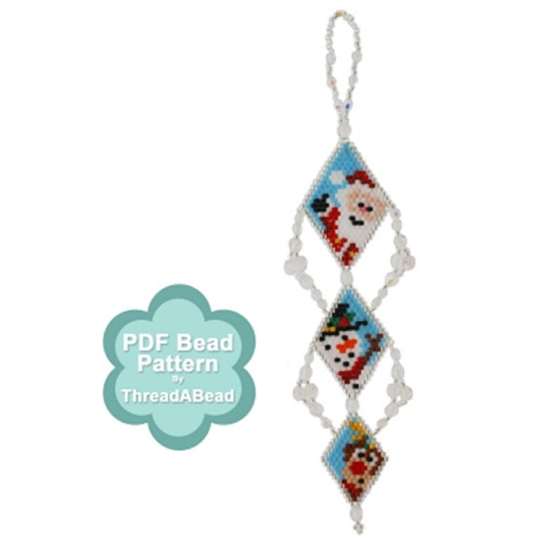 Bead Pattern: Brick Stitch Christmas Character Icicle Ornament image 1