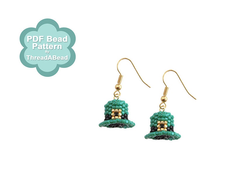 Bead Pattern: Mini 3D Leprechauns Hat Earring image 1