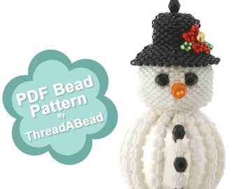 Bead Pattern: Snowman Christmas Beaded Ornament