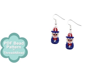 Bead Pattern: Mini 3D Beaded Uncle Sam Earrings