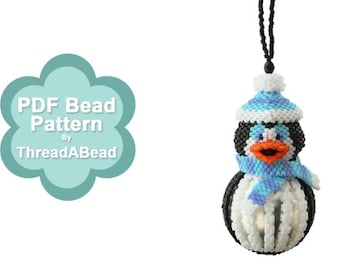 Bead Pattern: Brrr The Penguin Christmas Beaded Bauble Ornament