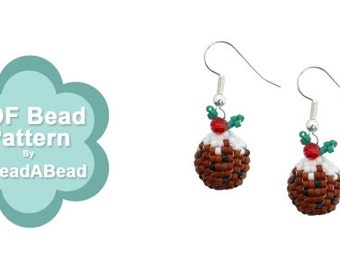 Bead Pattern: Mini 3D Beaded Christmas Figgy Plum Pudding Earrings