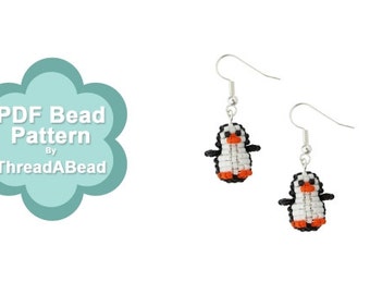 Bead Pattern: Mini 3D Beaded Penguin Earrings