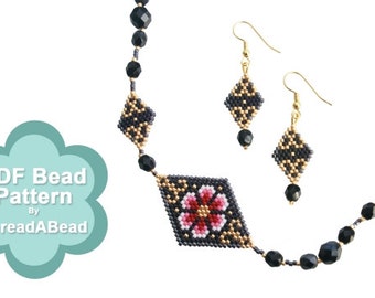 Bead Pattern: Asymmetric Striking Flower Necklace and Earring Set