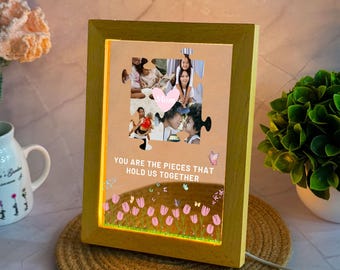 Personalized Photo LED Lamp: Custom Puzzle Gift for Mom