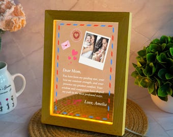 Personalized Photo LED Night Light, Custom Letter, Gift for Mom