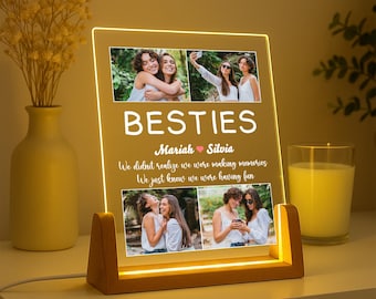 Personalized Bestie Photo Collage Night Light: Custom Friendship Gift