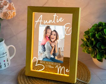 Personalized Aunt & Me Photo LED Lamp, Custom Family Gift