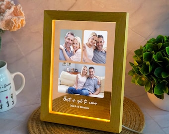 Personalized Photo Couple Night Light: Engraved LED Decor Lamp