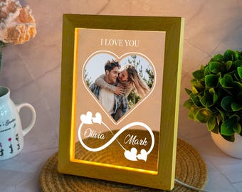 Personalized Couple Photo LED Night Light, Anniversary Gift