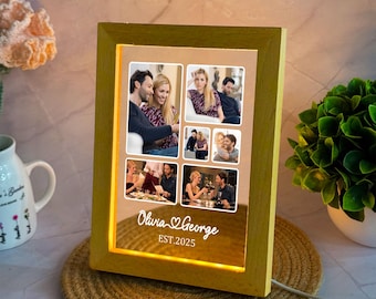 Personalized Couple Photo LED Night Light, Anniversary Gift