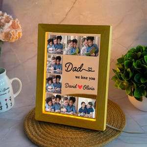 Veilleuse photos de papa personnalisées, lumière LED pour photos de famille avec noms d&#39;enfants, veilleuse pour collage de photos, cadeaux pour la fête des pères, meilleur papa de tous les temps