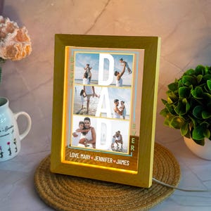 Personalized Photo Night Light, Custom Name Light, Father&#39;s Day Gift, Gift for Husband, Gifts from Daughter, Collage LED Light Gifts for Him