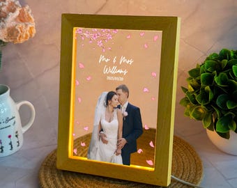 Personalized Wedding Photo Lamp, Custom Anniversary Gift