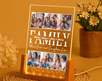 Lámpara de noche con collage de fotos familiares personalizada: Lámpara LED 3D personalizada