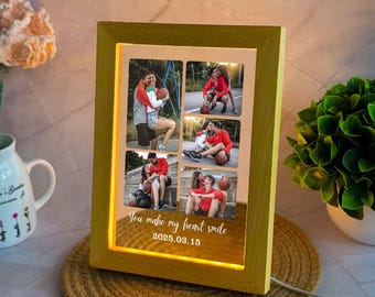 Personalized Couple Photo LED Night Light, Anniversary Gift