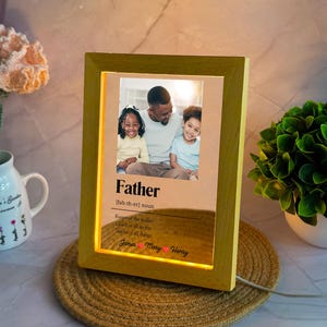 Custom Father Photo Night Light, Bedroom Night Light, Funny Father Definition Gifts for Dad, Father&#39;s Day Gift from Kids, Gifts Idea for Dad