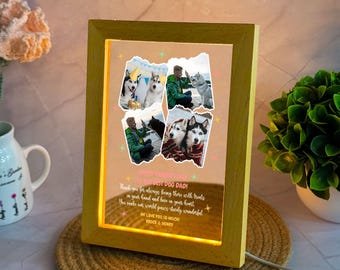 Personalized Dog Dad Photo Night Light: Custom Pet Memorial Gift