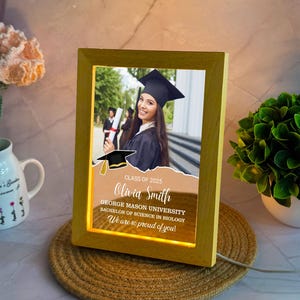Personalized Photo College Graduation Gifts, Custom Photo Name Led Night Light, Acrylic Picture Frame Light, Bedroom Decor, Graduation Decor