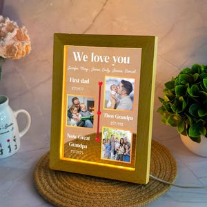 Personalized Acrylic Night Light of First Dad Now Grandpa, Photo Collage Gifts, Father&#39;s Day Gift, Birthday Gifts for Grandpa, Best Dad Gift