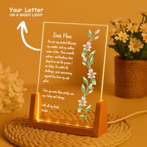 Luz de noche personalizada con letras escritas a mano, lámpara de noche con mensaje personalizado para mamá, regalos de cumpleaños, la mejor mamá del mundo, regalos para la abuela.