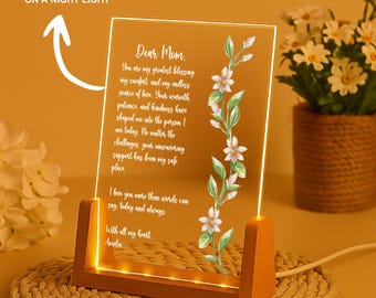 Personalized Love Letter Night Light: Custom Engraved Gift for Mom