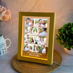 Custom Photo Collage LED Light, Couple Photo Lamp, Newly Engaged gifts, Anniversary Gift For Couple, Valentines Day Gifts For Her/ Him