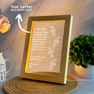 Luz de noche personalizada con letra manuscrita, luz LED nocturna para mamá, regalo para el Día de la Madre, regalo de cumpleaños para abuela y mamá.
