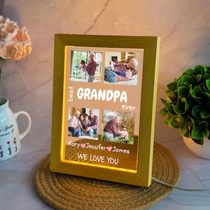 Custom Grandpa Photo Night Light, Custom Grandkids Name Night Light, Fathers Day Gifts for Grandpa, Grandpa Birthday Gifts, Gift from Kids