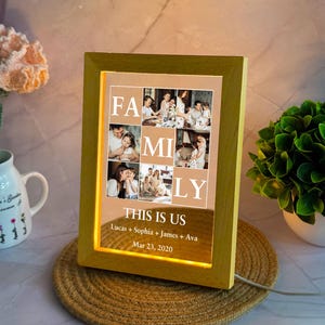 Family Photos Plaque Night Light, Bedroom Night Light, Family Memory Lamp Gifts, Mother&#39;s Day Gifts For Mom, Photos Memorial Gifts for Dad