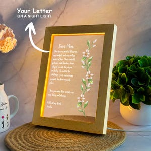 Luz de noche personalizada con letra escrita a mano, lámpara de noche con mensaje personalizado para mamá, lámpara LED personalizada, regalo especial para mamá, regalos únicos