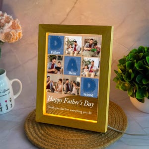 Personalized Night Light of Dad or Grandpa Photos, Bedroom Acrylic Led  Light, Father&#39;s day Gift for Daddy, Grandpa Gifts, Gifts for Husband