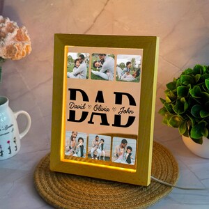 Custom Dad Photo Night Light, Personalized Name Light, Custom Photo Lamp, Bedroom Night Light,  Fathers Day Gift, Gift for Dad, Dad Gifts