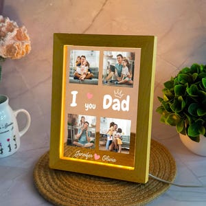 Custom Father Photo Night Light, Photo Collage LED Light, Fathers Day Gift Bedroom Night Light, Gift for Dad, Gifts from kids, Best Dad Ever