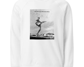 Skater with Guitar Vintage Ad Unisex organic raglan sweatshirt