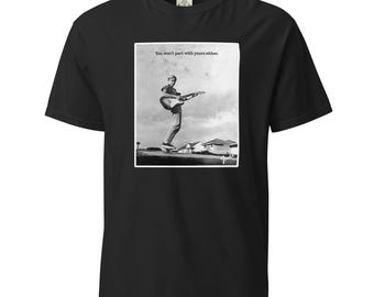 Skating With Guitar Vintage Ad Unisex garment-dyed heavyweight t-shirt