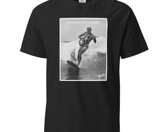 Surfing With Guitar Vintage Ad Unisex garment-dyed heavyweight t-shirt