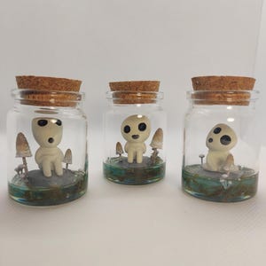 Mononoke Spirit Lampe JAR - Ver. 1,2,3 - USB Schreibtischlampe, Ghibli, Miyazaki, Figur, Dekor, niedlich, Holz, Geister, Kodama