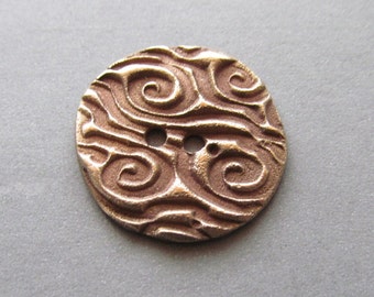 Swirling Waves Artisan made Bronze Button